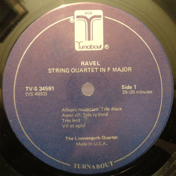 Maurice Ravel - Quatuor Loewenguth , Marie Therèse Escribano , Ensemble "die reihe", Wien , Friedrich Cerha , Endres-Quartett , Helga Storck , Konrad Hampe , Gerd Starke - String Quartet / Trois Poemes De Stephane Mallarme / Introduction And Allegro For Harp, String Quartet, Flute & Clarinet | Turnabout (TV-S 34591) - 3