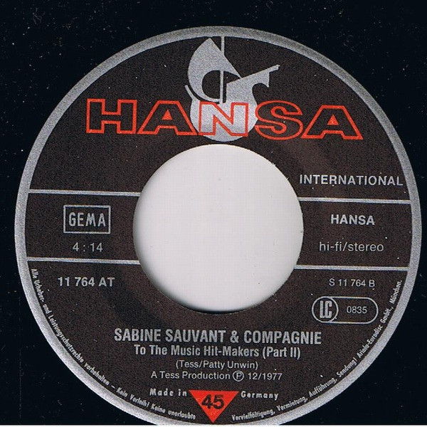 Sabine Sauvant & Compagnie - To The Music Hit-Makers Part 1 And 2 | Hansa International (11 764 AT) - 4 Sabine Sauvant & Compagnie - To The Music Hit-Makers Part 1 And 2 | Hansa International (11 764 AT) - 4