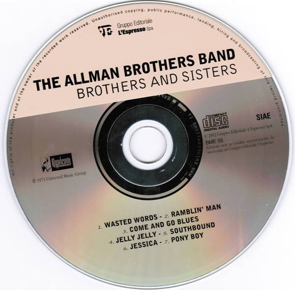 The Allman Brothers Band - Brothers And Sisters | Gruppo Editoriale L'Espresso S.p.A. (BME 55) - 3 The Allman Brothers Band - Brothers And Sisters | Gruppo Editoriale L'Espresso S.p.A. (BME 55) - 3