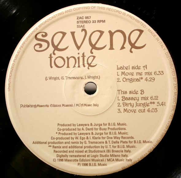 Sevene - Tonite | Zac Records (ZAC 057) - 2