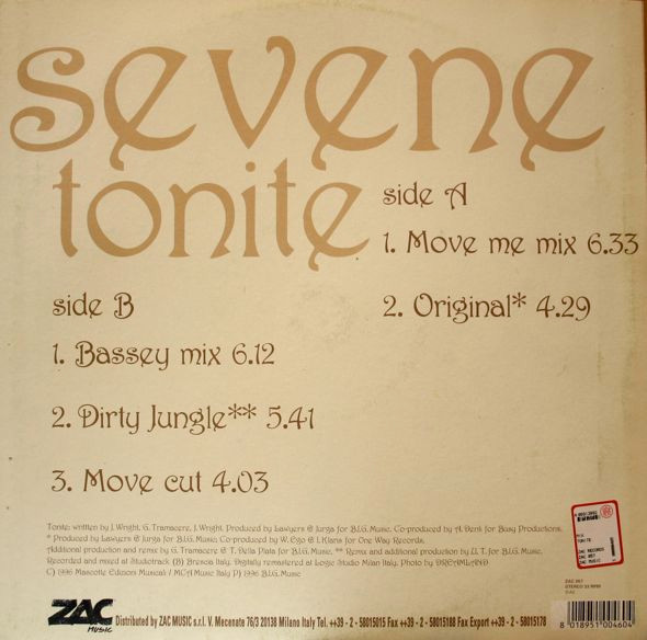 Sevene - Tonite | Zac Records (ZAC 057)
