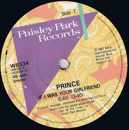 Prince - If I Was Your Girlfriend | Paisley Park (W8334) - 3