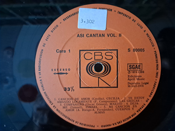 Various - Así Cantan... Vol. 2 | CBS (S 80005) - 4 Various - Así Cantan... Vol. 2 | CBS (S 80005) - 4