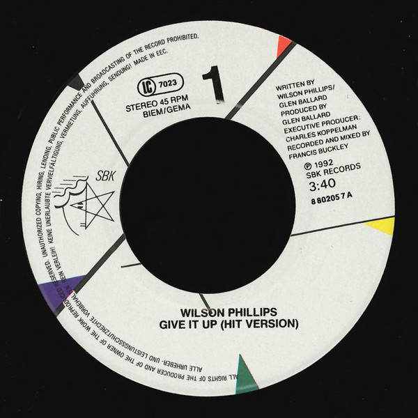 Wilson Phillips - Give It Up | SBK Records (8 80205 7)
