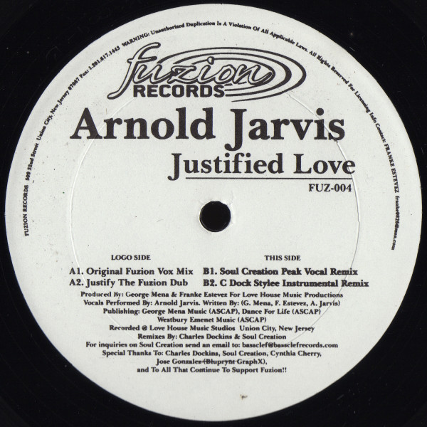 Arnold Jarvis - Justified Love | Fuzion Records (FUZ-004) - 3 Arnold Jarvis - Justified Love | Fuzion Records (FUZ-004) - 3