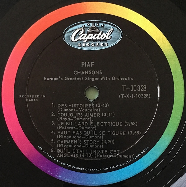 Edith Piaf - Chansons | Capitol Records (T 10328) - 3 Edith Piaf - Chansons | Capitol Records (T 10328) - 3