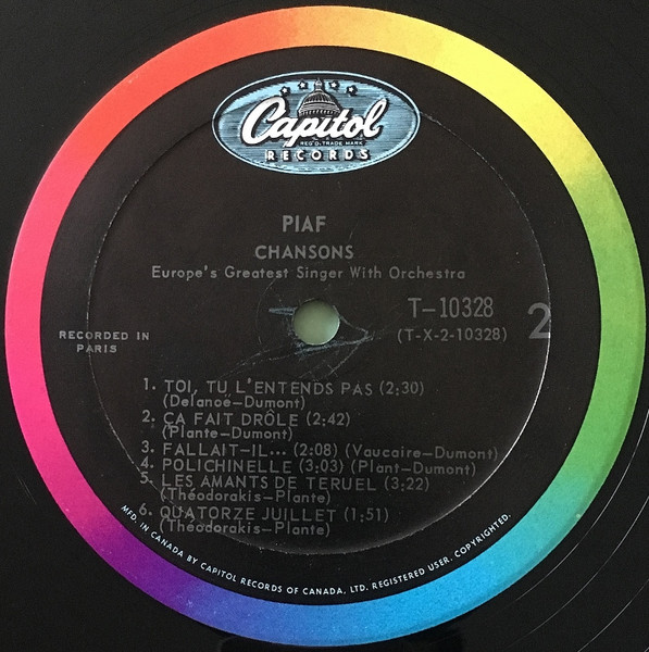 Edith Piaf - Chansons | Capitol Records (T 10328) - 4 Edith Piaf - Chansons | Capitol Records (T 10328) - 4