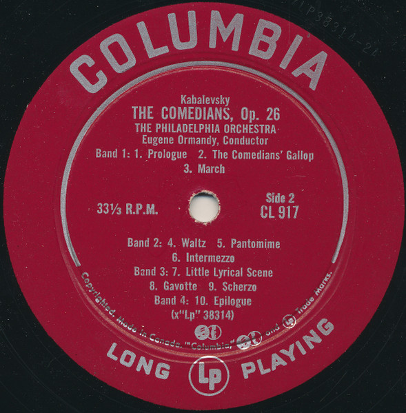 Aram Khatchaturian , Dmitry Kabalevsky , The Philadelphia Orchestra , Eugene Ormandy - Gayne Ballet Suite / The Comedians, Op.26 | Columbia (CL 917) - 4