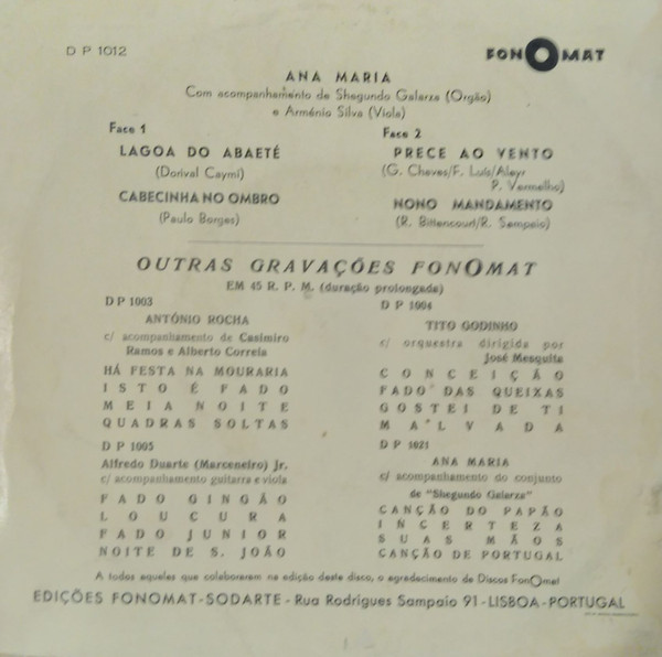 Ana Maria - Nono Mandamento | Fonomat (DP 1012) - 2