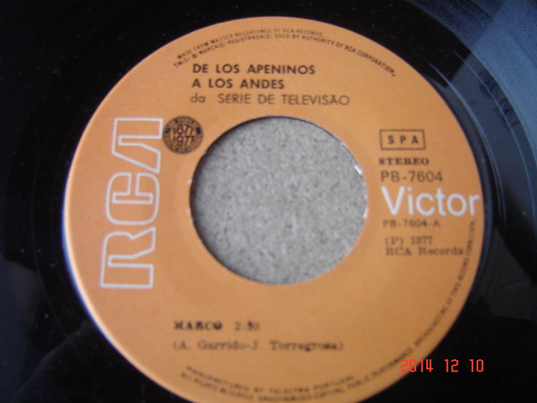 Alfredo Garrido  -  José Torregrosa - Da Série De Televisão Marco - Dos Apeninos Aos Andes | RCA Victor (PB - 7604) - 2