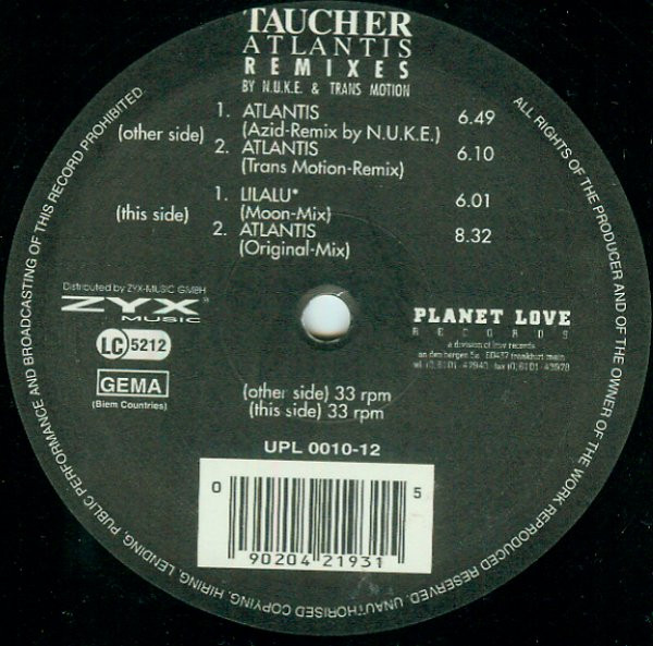 Taucher - Atlantis (Remixes) | Planet Love Records (UPL 0010-12) - 3 Taucher - Atlantis (Remixes) | Planet Love Records (UPL 0010-12) - 3