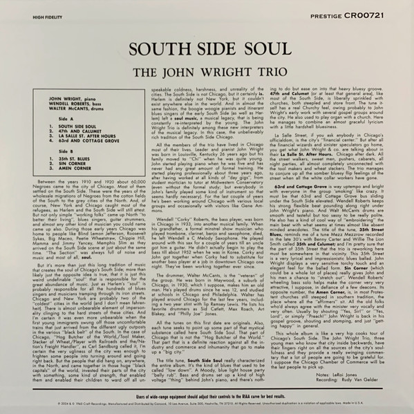 The John Wright Trio - South Side Soul | Prestige (CR00721) - 3 The John Wright Trio - South Side Soul | Prestige (CR00721) - 3