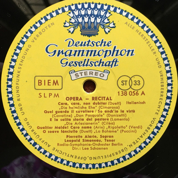 Pierrette Alarie , Leopold Simoneau , Radio-Symphonie-Orchester Berlin , Lee Schaenen - Opernarien Und Duette (Opera Recital) | Deutsche Grammophon (SLPM 138 056) - 3 Pierrette Alarie , Leopold Simoneau , Radio-Symphonie-Orchester Berlin , Lee Schaenen - Opernarien Und Duette (Opera Recital) | Deutsche Grammophon (SLPM 138 056) - 3