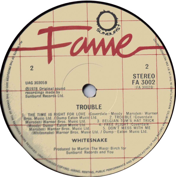 Whitesnake - Trouble | Fame (FA 3002) - 4