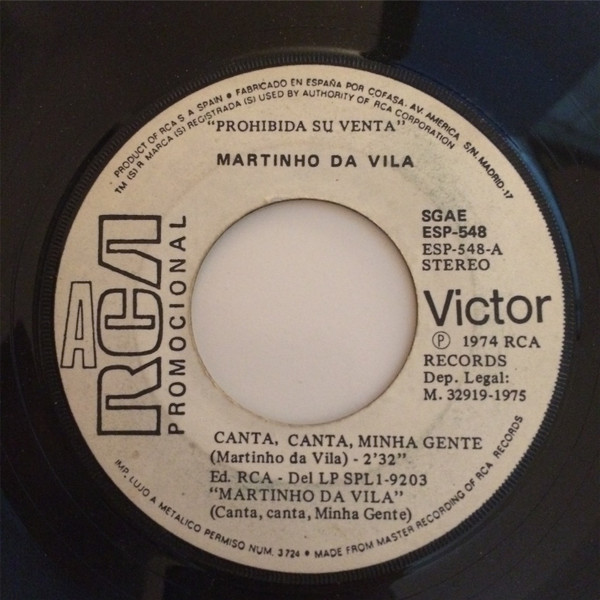 Martinho Da Vila / Maria Creuza - Canta, Canta, Minha Gente / Feijaozinho Com Torresmo | RCA Victor (ESP-548) - main