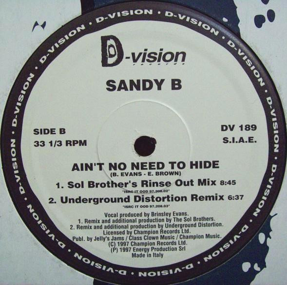 Sandy B - Ain't No Need To Hide | D:vision Records (DV 189) - main