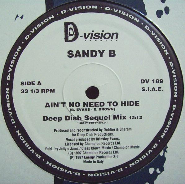 Sandy B - Ain't No Need To Hide | D:vision Records (DV 189) - 2