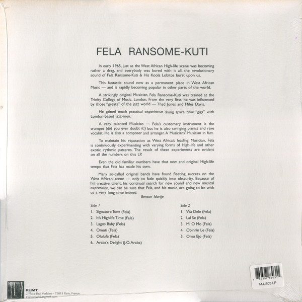 Fela Ransome Kuti & His Koola Lobitos - Fela Ransome Kuti And His Koola Lobitos | Klimt Records (MJJ303) - 2