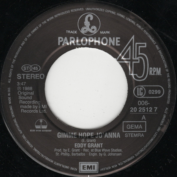 Eddy Grant - Gimme Hope Jo'Anna | Parlophone (006-20 2512 7) - 3