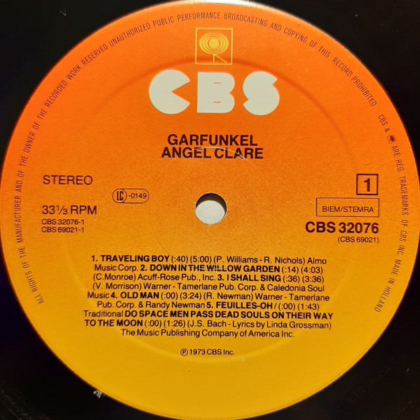 Art Garfunkel - Angel Clare | CBS (CBS 32076) - 3