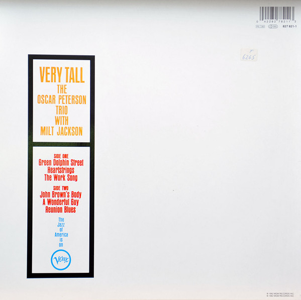 The Oscar Peterson Trio With Milt Jackson - Very Tall | Verve Records (827 821-1) - 2