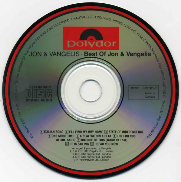Jon & Vangelis - The Best Of Jon And Vangelis [CD] | Polydor (821 929-2) - 4