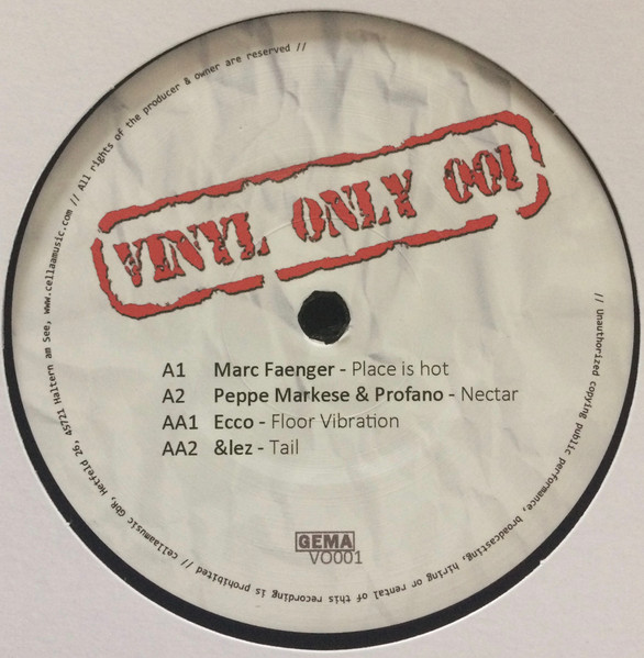 Various - Vinyl Only 001 | CellaaMusic (VO001)