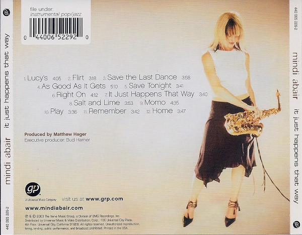 Mindi Abair - It Just Happens That Way | GRP (440 065 229-2) - 4