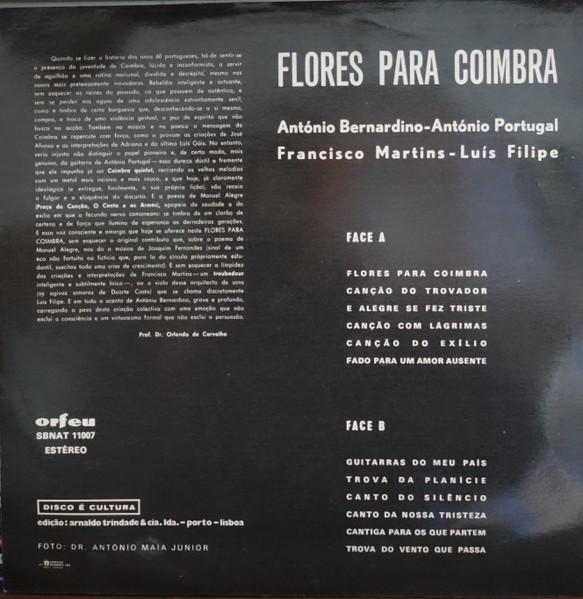 António Bernardino - Flores Para Coimbra | Orfeu (SBNAT 11007) - 2