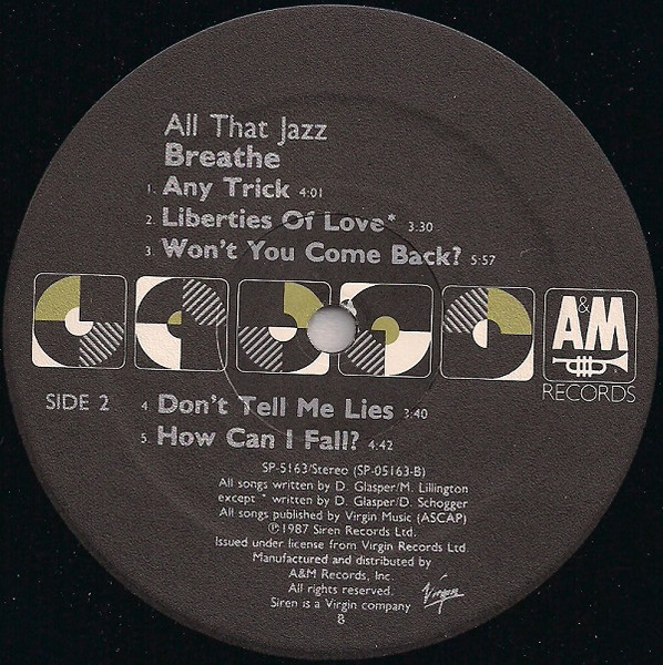 Breathe - All That Jazz | A&M Records (SP-5163) - 4
