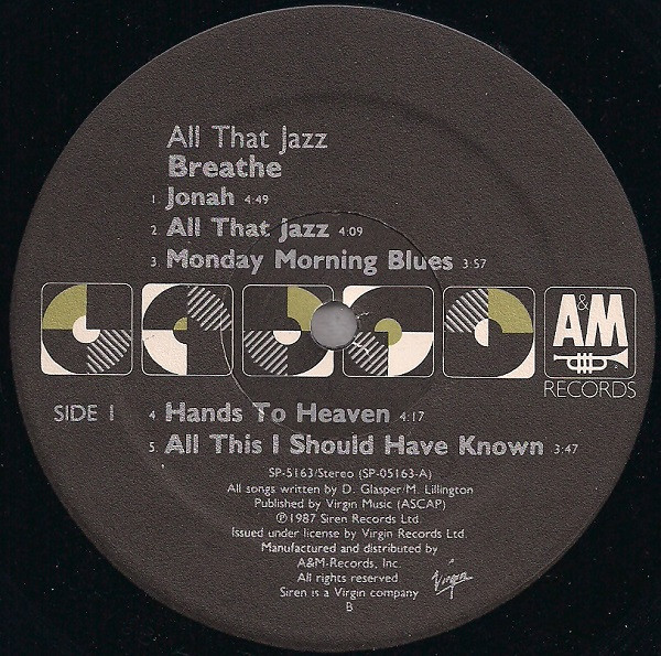 Breathe - All That Jazz | A&M Records (SP-5163) - 3