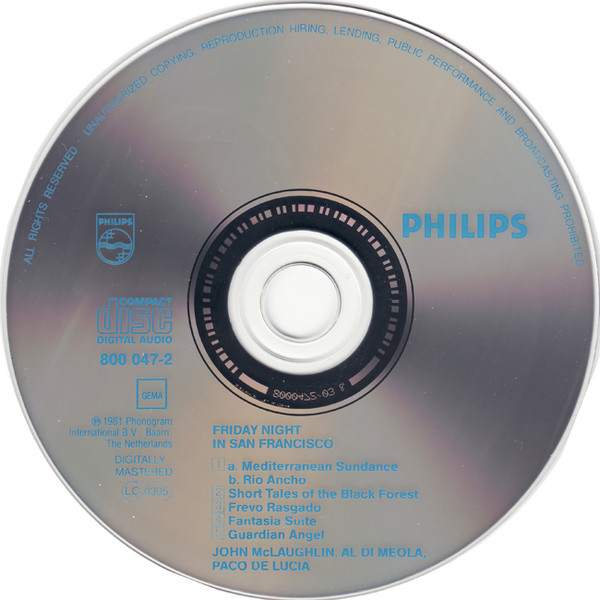 John McLaughlin , Al Di Meola , Paco De Lucía - Friday Night In San Francisco | Philips (800 047-2) - 3