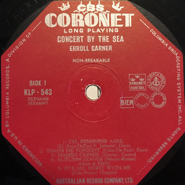 Erroll Garner - Concert By The Sea | Coronet (KLP 543) - 2