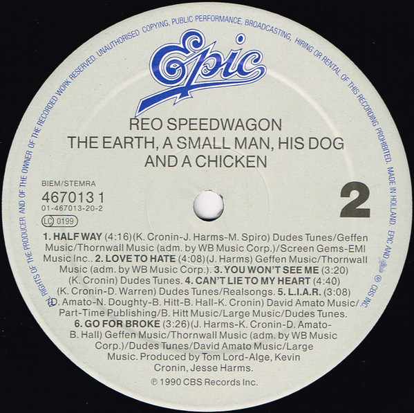 REO Speedwagon - The Earth A Small Man His Dog And A Chicken | Epic (467013 1) - 4