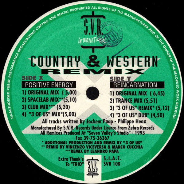 Country & Western - Reincarnation / Positive Energy (Remixes) | S.V.R. International (SVR 108) - 2 Country & Western - Reincarnation / Positive Energy (Remixes) | S.V.R. International (SVR 108) - 2