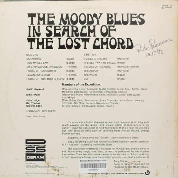 The Moody Blues - In Search Of The Lost Chord | Deram (1PSML 711) - 2