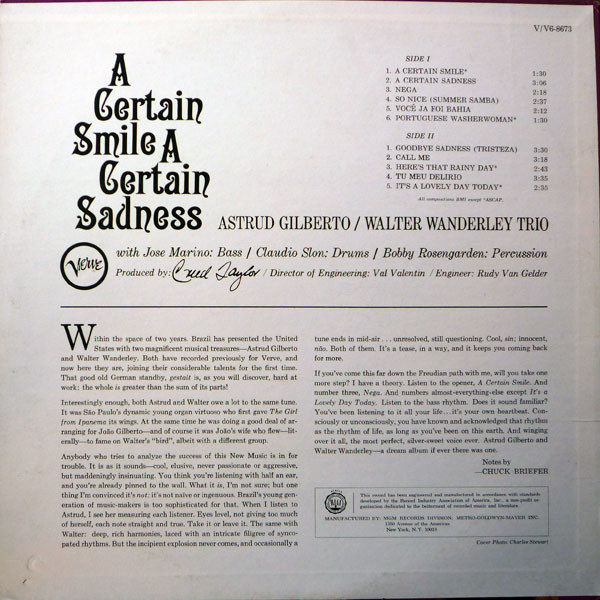 Astrud Gilberto / Walter Wanderley - A Certain Smile A Certain Sadness | Verve Records (V6/8673) - 2