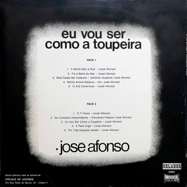 José Afonso - Eu Vou Ser Como A Toupeira | Orlador (2085) - 2