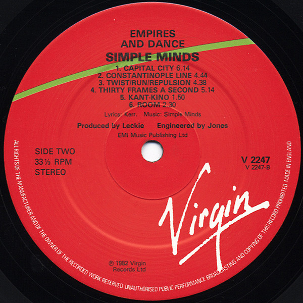 Simple Minds - Empires And Dance | Virgin (V 2247) - 4 Simple Minds - Empires And Dance | Virgin (V 2247) - 4