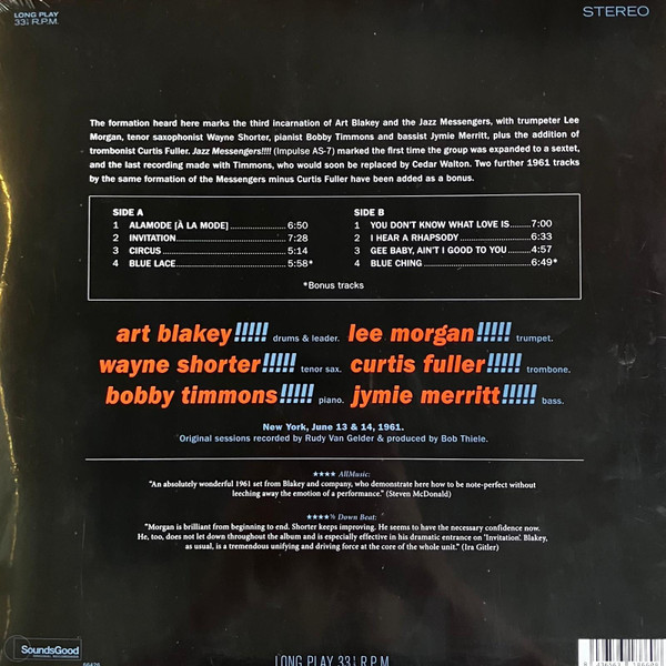 Art Blakey & The Jazz Messengers - Art Blakey & The Jazz Messengers | SoundsGood Original Recordings (66426) - 2