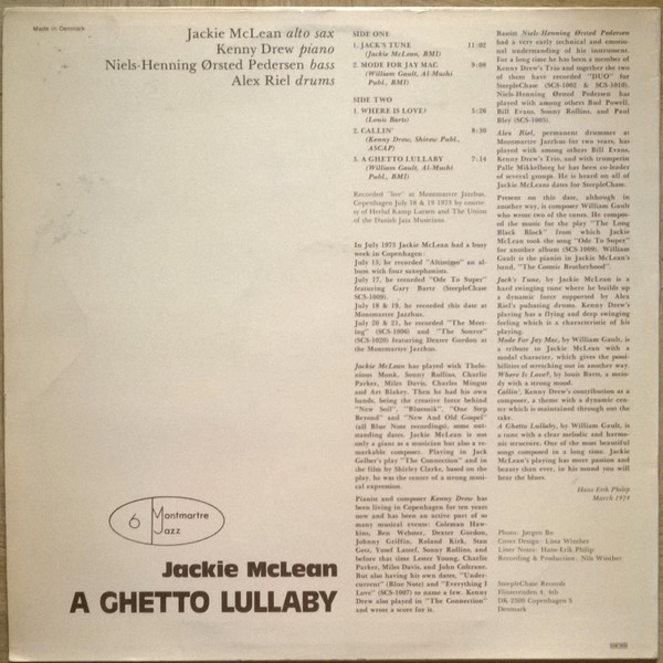 Jackie McLean - A Ghetto Lullaby | SteepleChase (SCS-1013) - 2 Jackie McLean - A Ghetto Lullaby | SteepleChase (SCS-1013) - 2