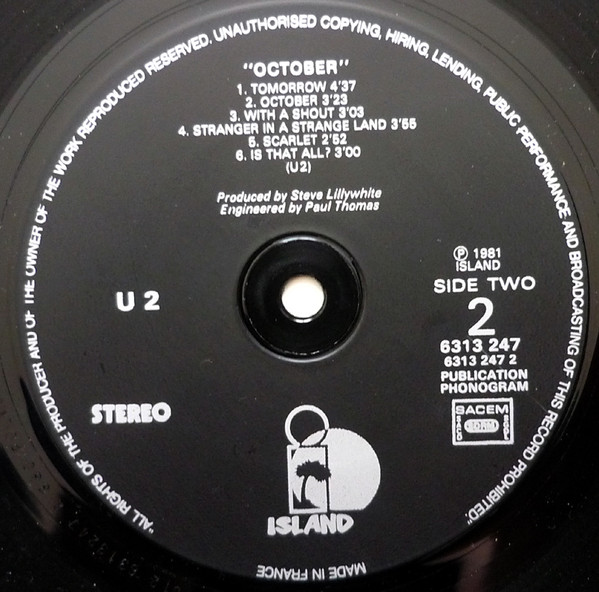 U2 - October | Island Records (6313 247) - 4