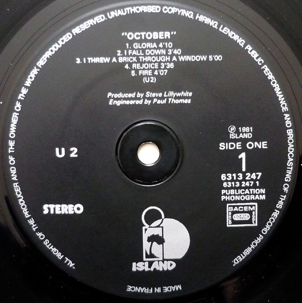 U2 - October | Island Records (6313 247) - 3