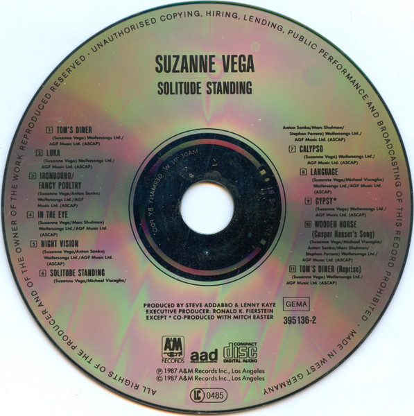 Suzanne Vega - Solitude Standing | A&M Records (CD 395136-2) - 3