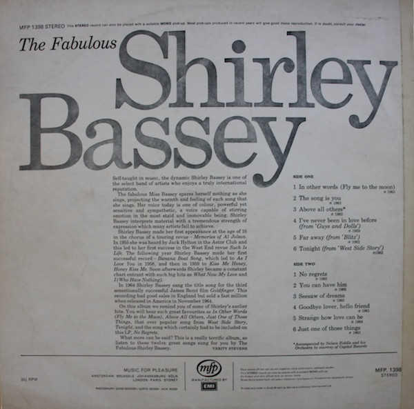 Shirley Bassey - The Fabulous Shirley Bassey | Music For Pleasure (MFP 1398)
