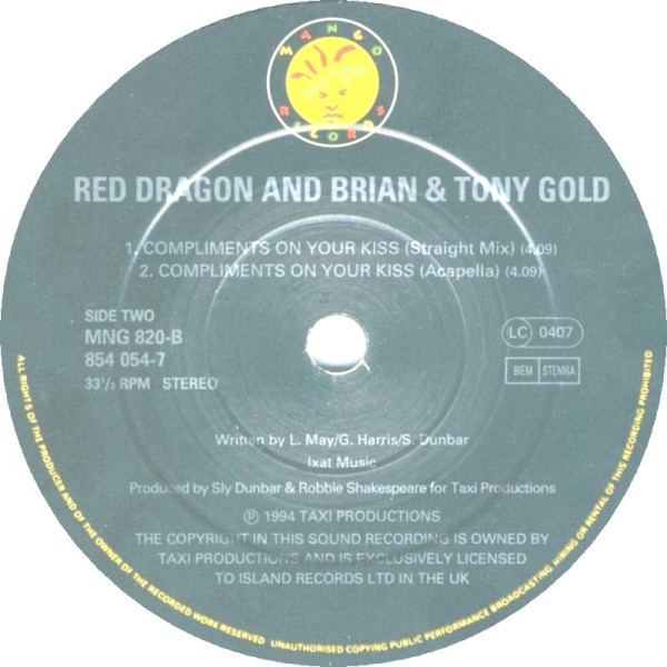 Red Dragon with Brian & Tony Gold - Compliments On Your Kiss | Mango (12 MNG 820) - 3