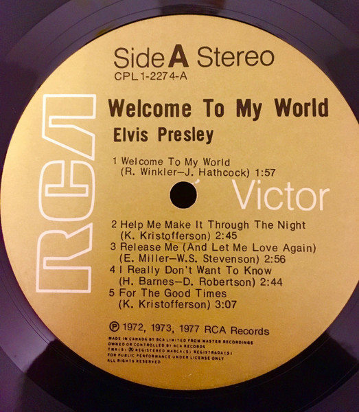 Elvis Presley - Welcome To My World | RCA Victor (CPL1-2274) - 3