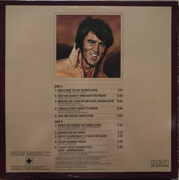 Elvis Presley - Welcome To My World | RCA Victor (CPL1-2274) - 2