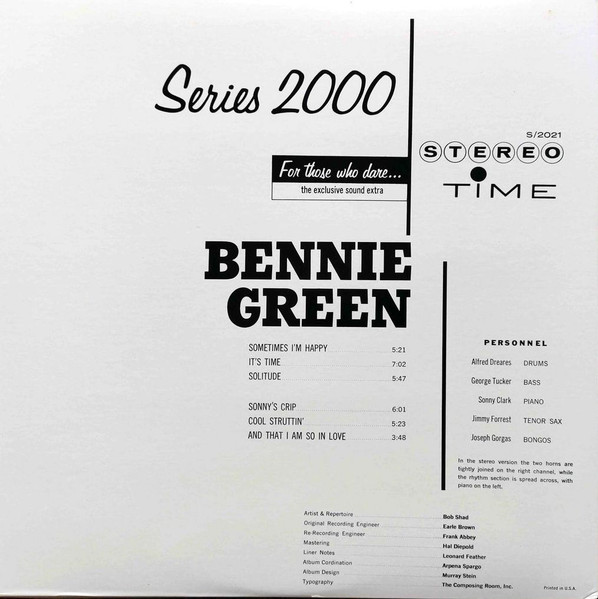 Bennie Green - Bennie Green [Vinyl] | Time Records (CEJC00070) - 3