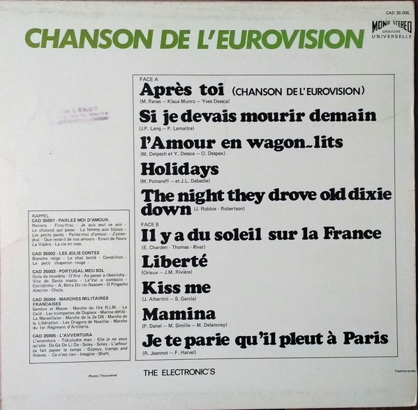The Electronic's - Chanson de l'Eurovision | Chaland (CAD 35.006) - 2
